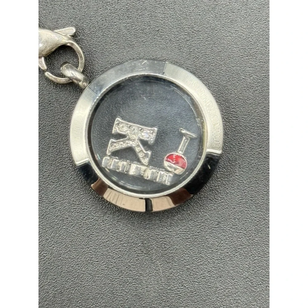 Origami Owl Floating Living Locket Necklace Silver Mom Letter K Wine Glass 15